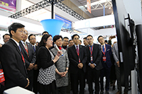 Ms. Carrie Lam, Chief Executive of Hong Kong Special Administrative Region, visits the booth of CUHK to understand the University’s latest research development